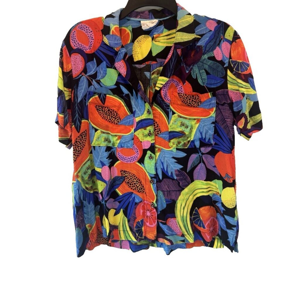 Anthropologie Orane Sigal Bonanza Surf Buttondown Top M Colorful Maximalist - Picture 1 of 10